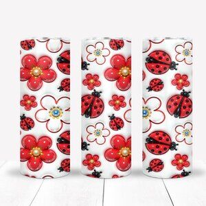 Cute Ladybug 3D Inflated Tumbler, Travel Mug for Birthday, Christmas Gift